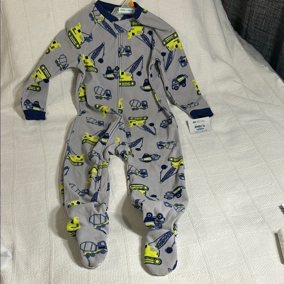 Carter's 4T Gray and Yellow Footed One Piece with Zip-Up Front - Picture 1 of 4